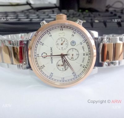 Copy Montblanc Timewalker Chronograph watches 2-Tone Rose Gold White Dial